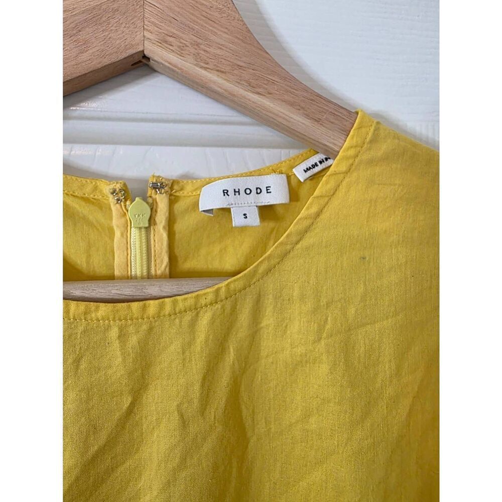 Rhode Pia Puff Sleeve Ruffle Mini Yellow Dress S - Picture 3 of 10